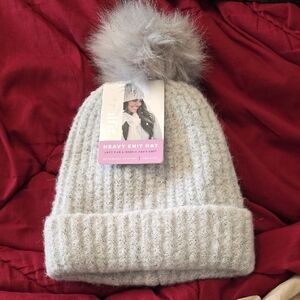 Cozy Gray Knit Pom-Pom Hat